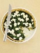 Caramelised onion tart with spinach and ricotta