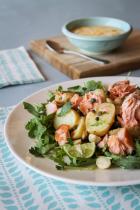 Potato, hot smoked salmon and macadamia mayonnaise salad 