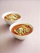 Moroccan Chickpea and Capsicum soup with Eggplant and Bulgar